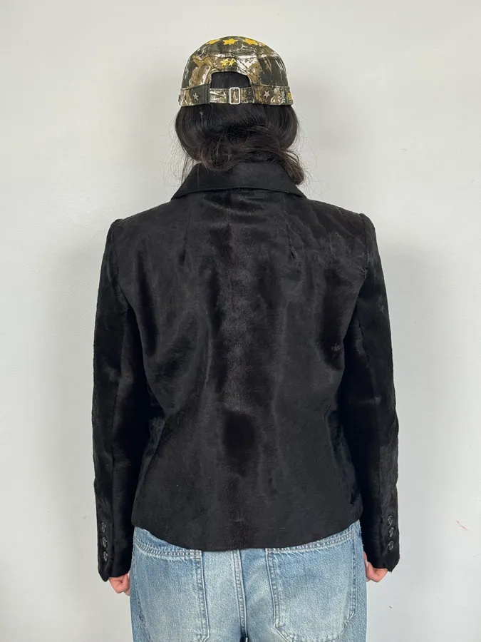 2000s Prada Black Pony Hair Leather Jacket - Image 3