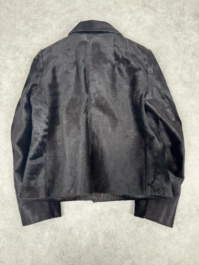 2000s Prada Black Pony Hair Leather Jacket - Image 4