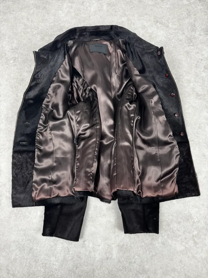 2000s Prada Black Pony Hair Leather Jacket - Image 7
