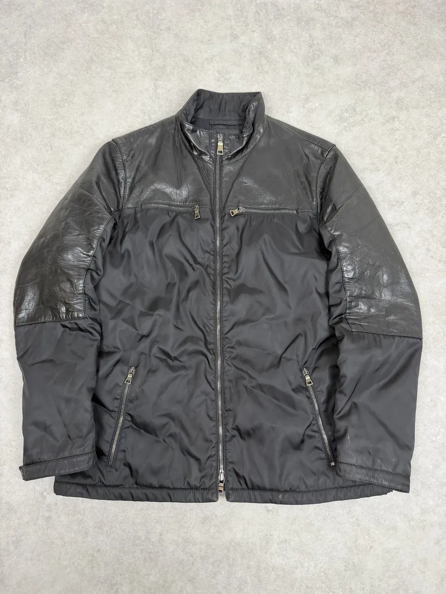 2000s Prada Black Premium Padded Leather Jacket