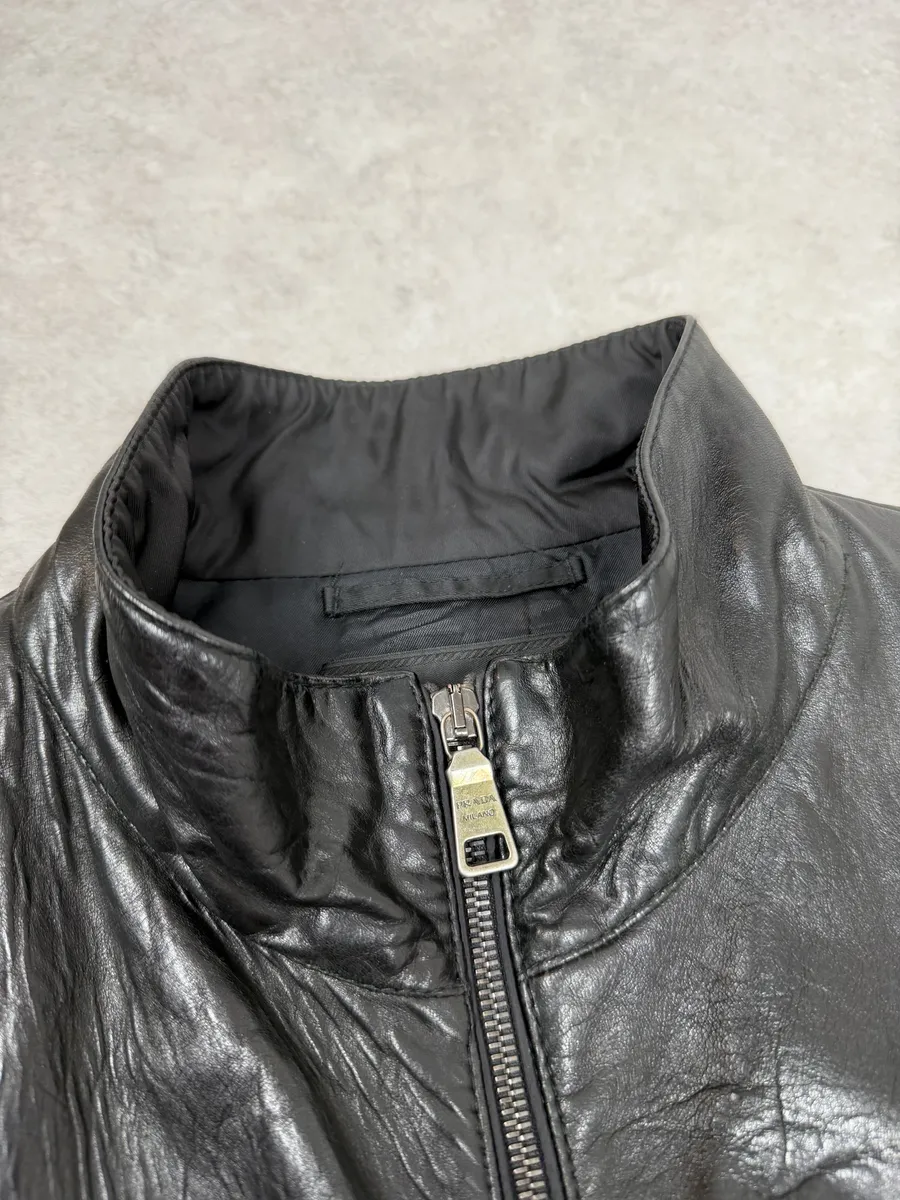 2000s Prada Black Premium Padded Leather Jacket - Image 11