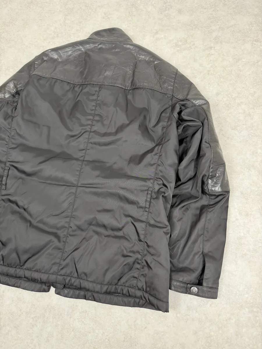2000s Prada Black Premium Padded Leather Jacket - Image 7