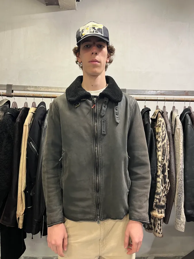2000s Prada Black Shearling Mafia Leather Jacket - Image 2