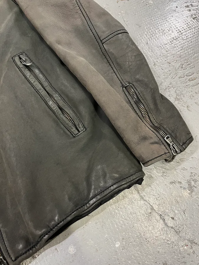 2000s Prada Black Shearling Mafia Leather Jacket - Image 5