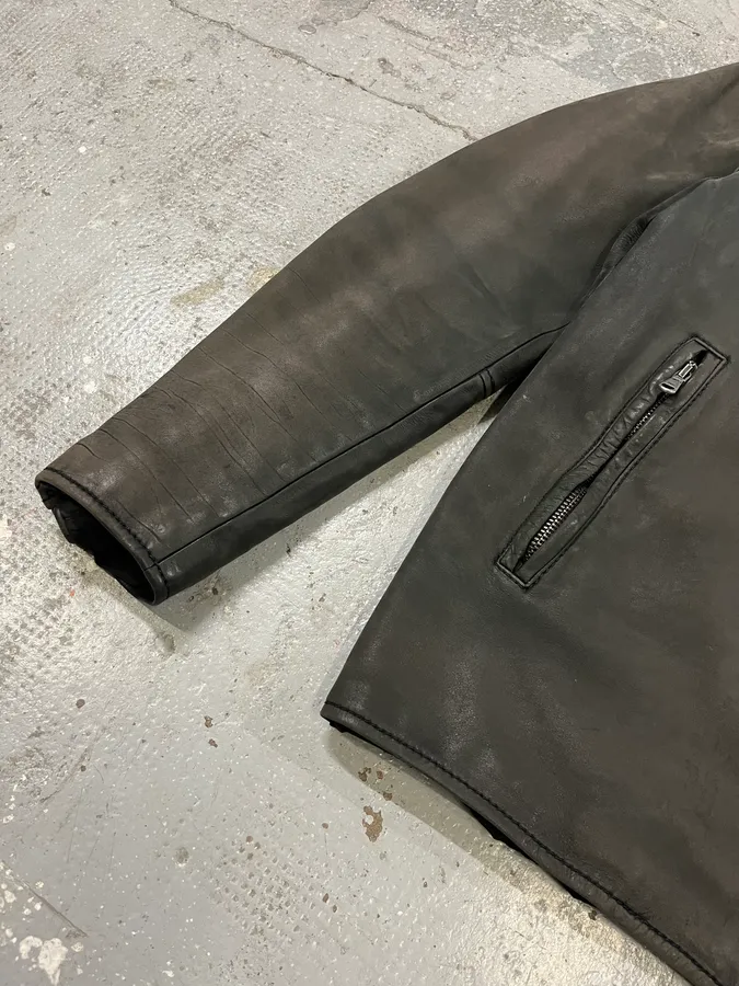 2000s Prada Black Shearling Mafia Leather Jacket - Image 6