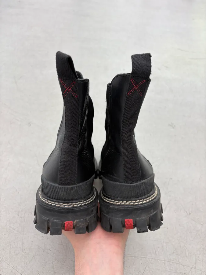 2000s Prada Black Stitched Leather Chelsea Boots - Image 7