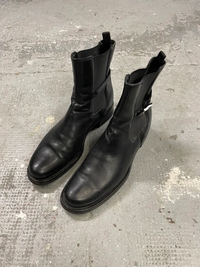 2000s Prada Black Strap Leather Boots - Image 3