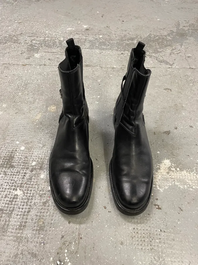 2000s Prada Black Strap Leather Boots - Image 5