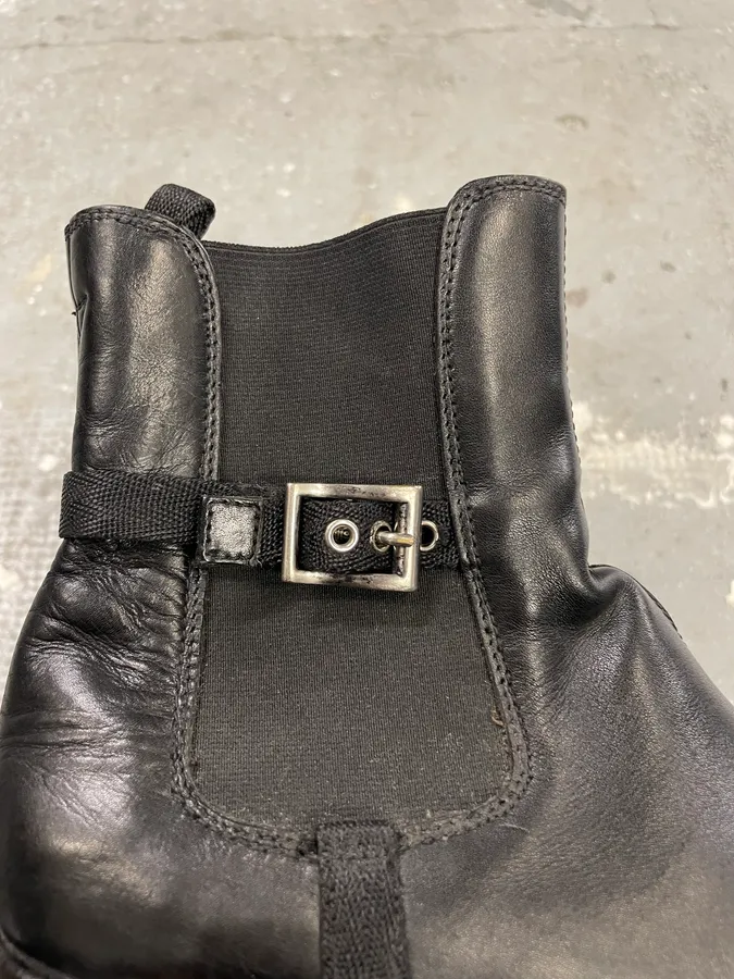 2000s Prada Black Strap Leather Boots - Image 7