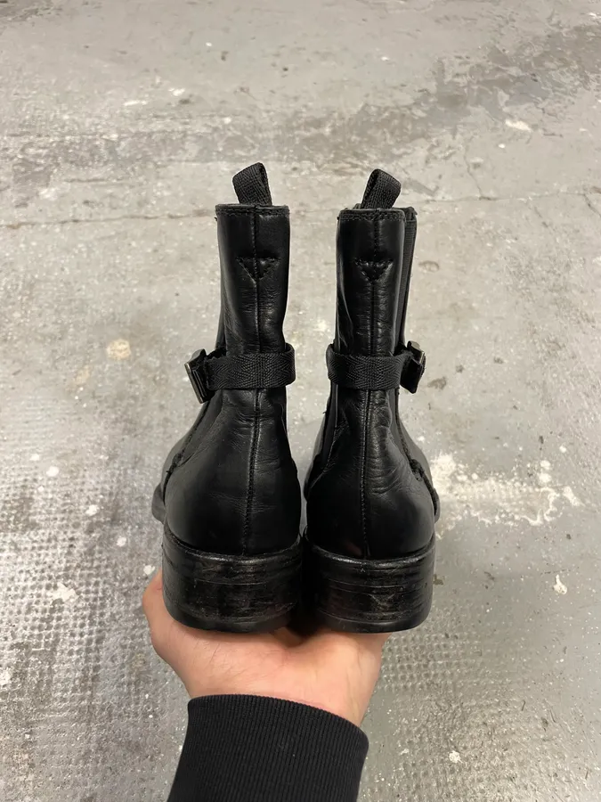 2000s Prada Black Strap Leather Boots - Image 8