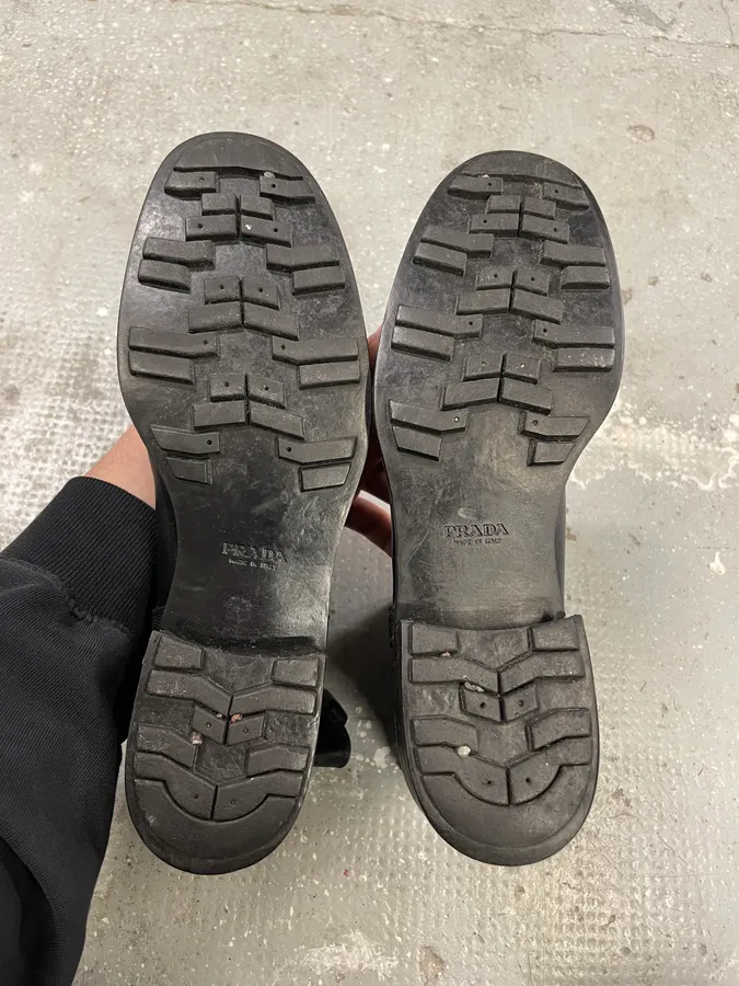 2000s Prada Black Strap Leather Boots - Image 9