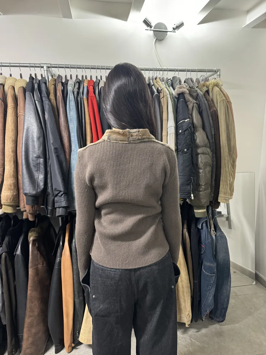 2000s Prada Blazer Dyed Fur & Brown Wool Front Jacket - Image 3