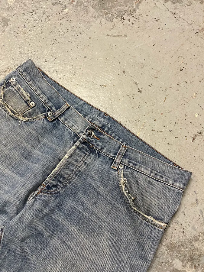2000s Prada Blue Faded Denim Jeans - Image 5