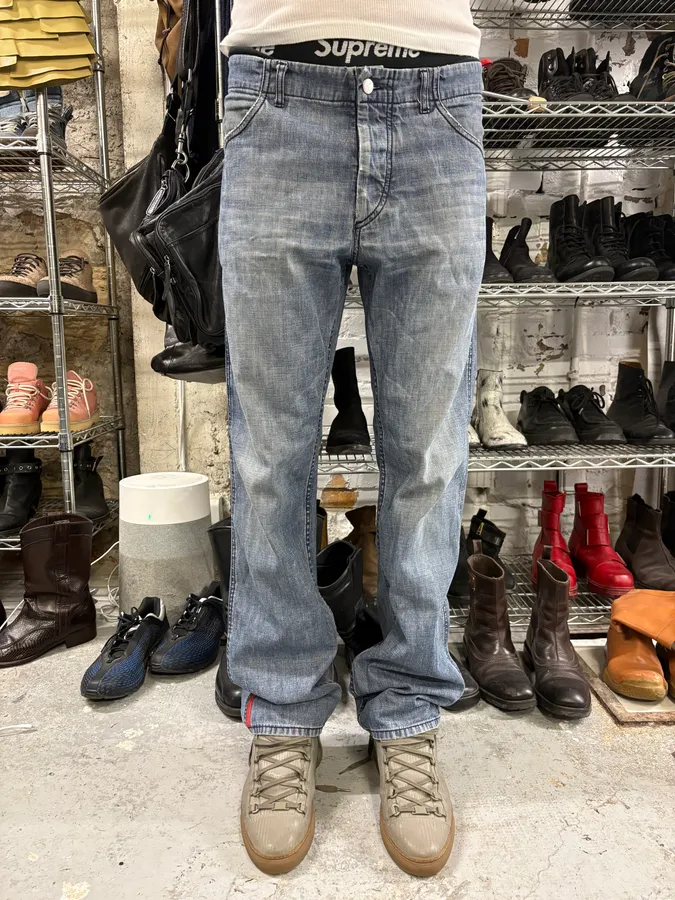 2000s Prada Blue Faded Denim Jeans - Image 2