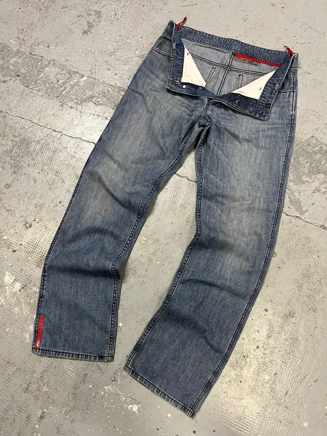 2000s Prada Blue Faded Denim Jeans - Image 6
