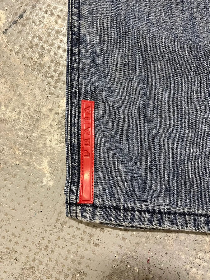 2000s Prada Blue Faded Denim Jeans - Image 9