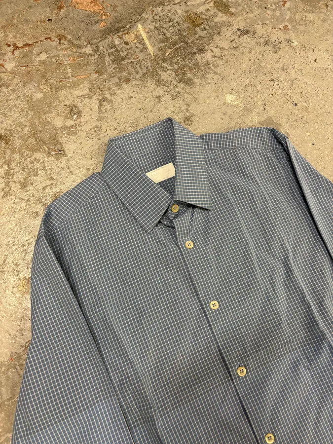 2000s Prada Blue Gradient Checkered Shirt - Image 5