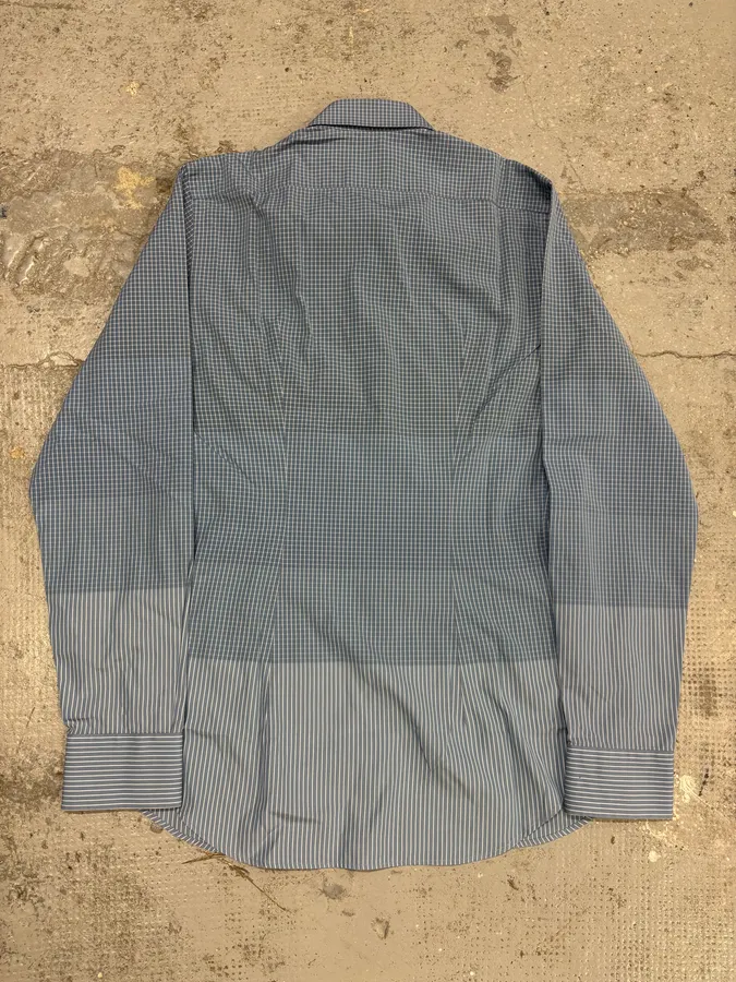 2000s Prada Blue Gradient Checkered Shirt - Image 6