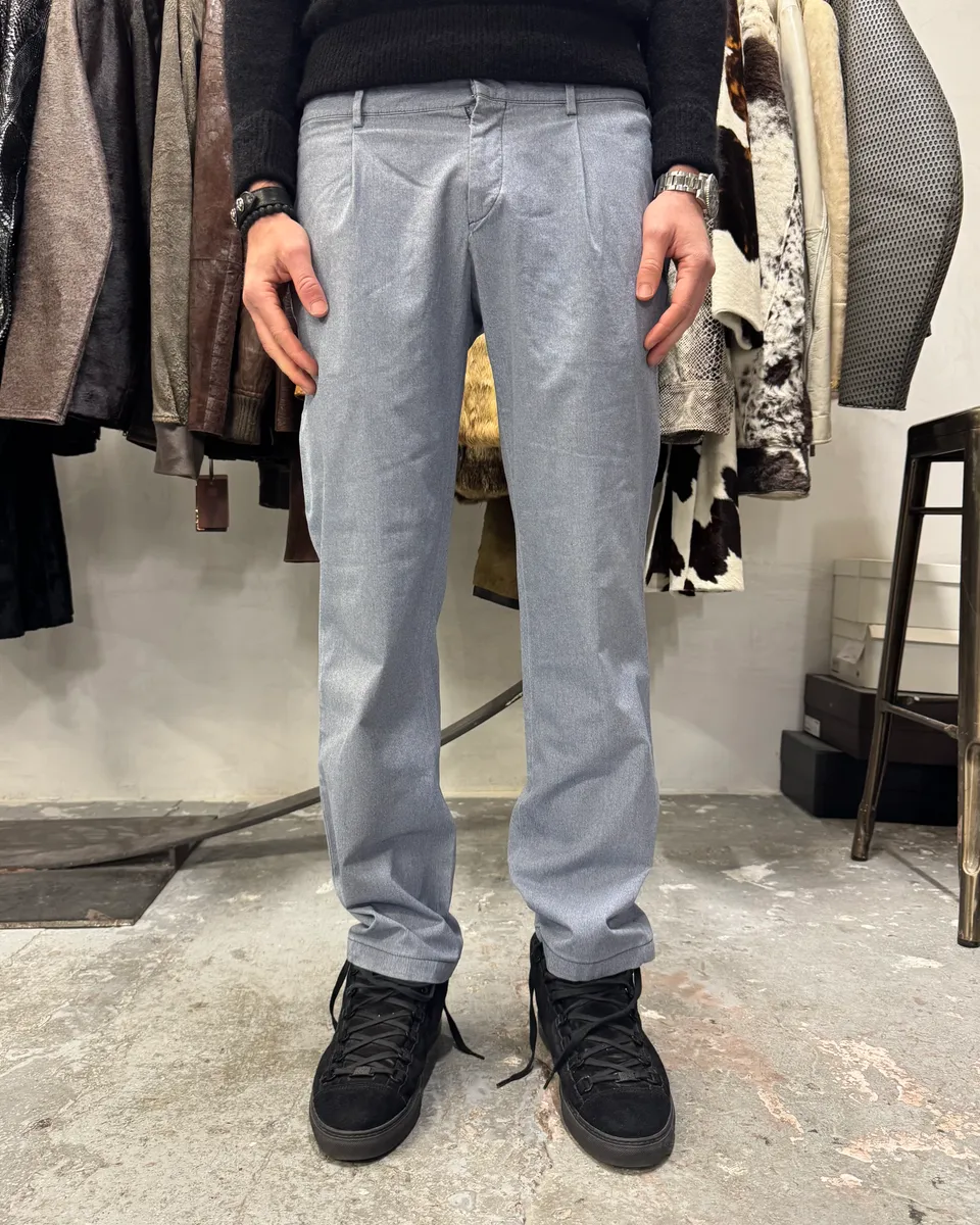 2000s Prada Blue Grey Minimalist Straight Pants