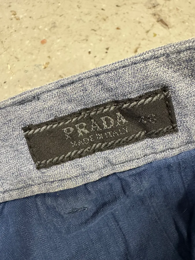 2000s Prada Blue Grey Minimalist Straight Pants - Image 11
