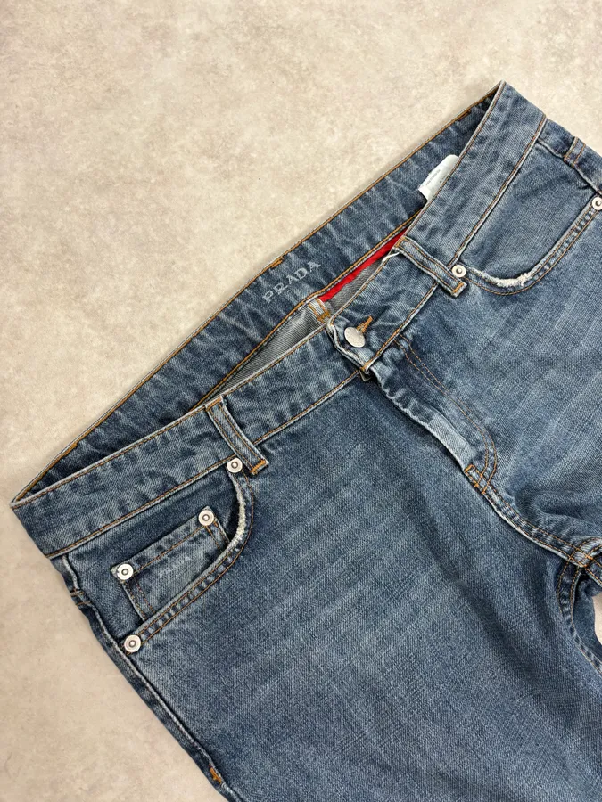 2000s Prada Blue Regular Denim Jeans - Image 6