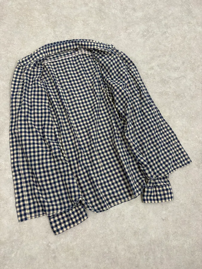 2000s Prada Blue & White Checkered Shirt - Image 7