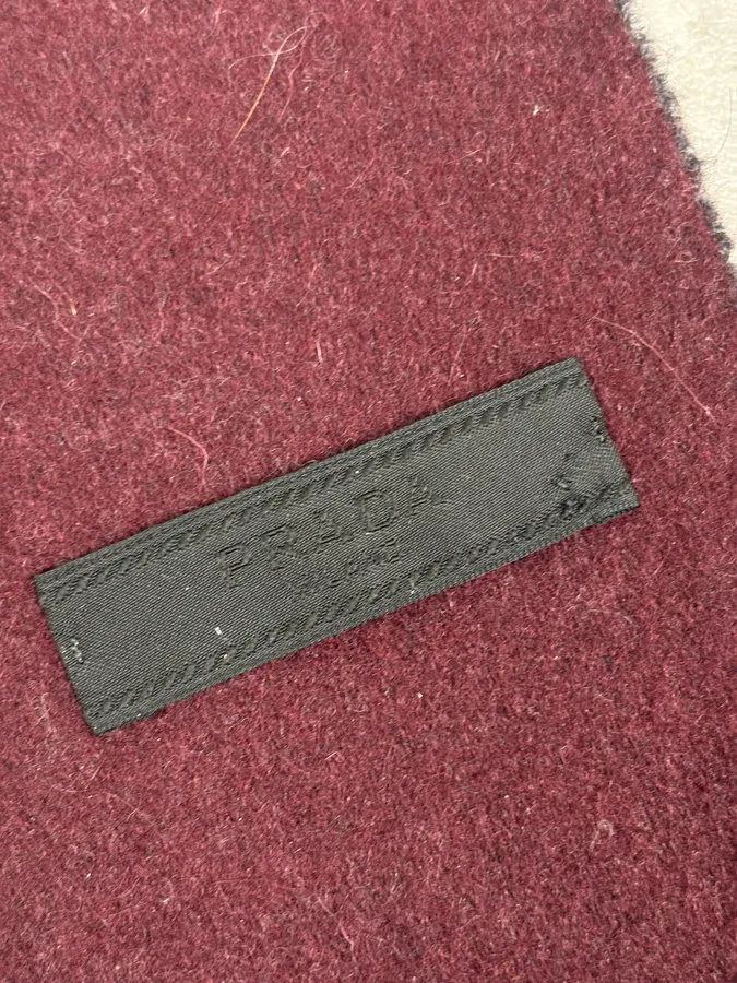 2000s Prada Bordeaux & Grey Cashmere Scarf - Image 7