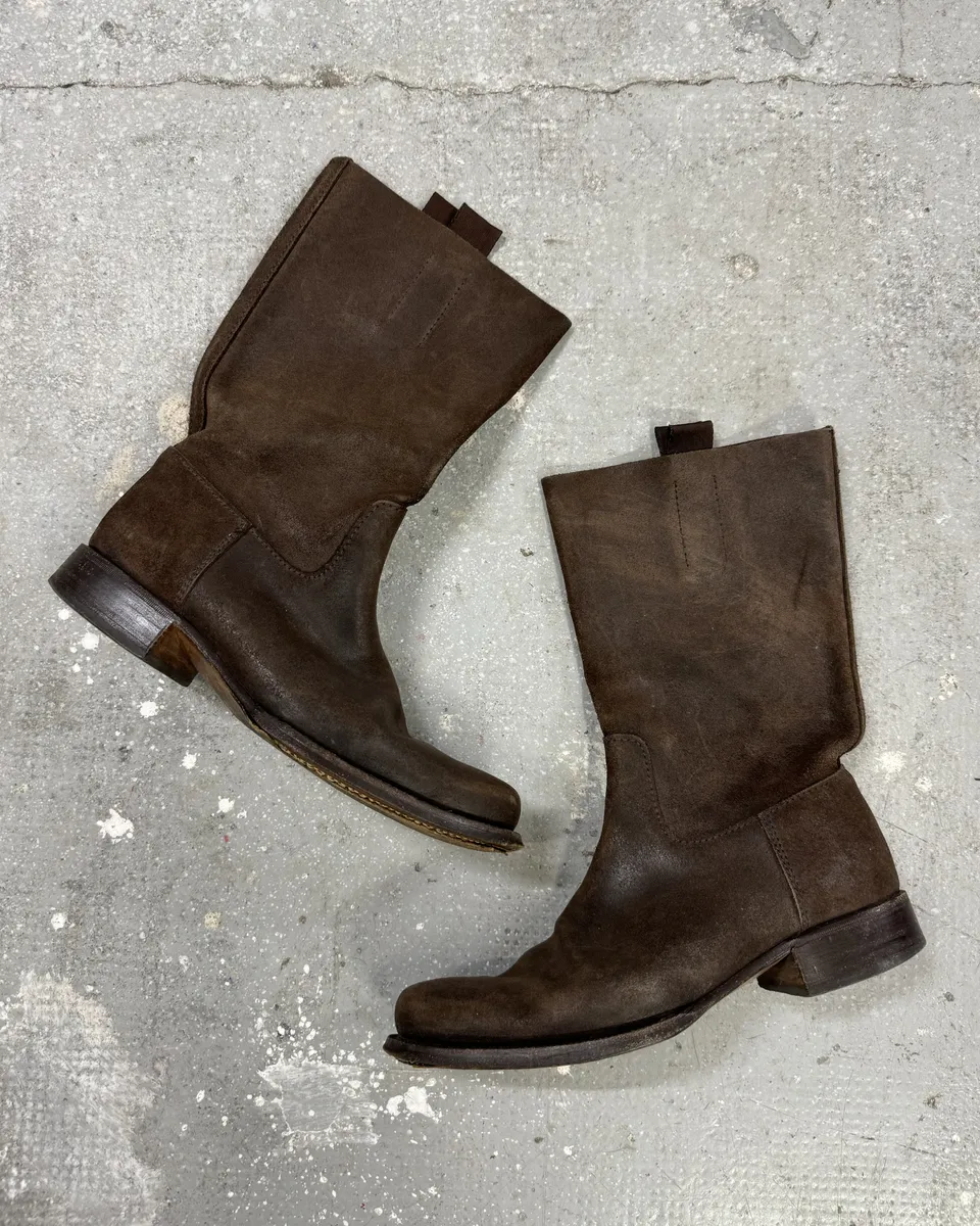 2000s Prada Brown Archive Leather Ankle Boots