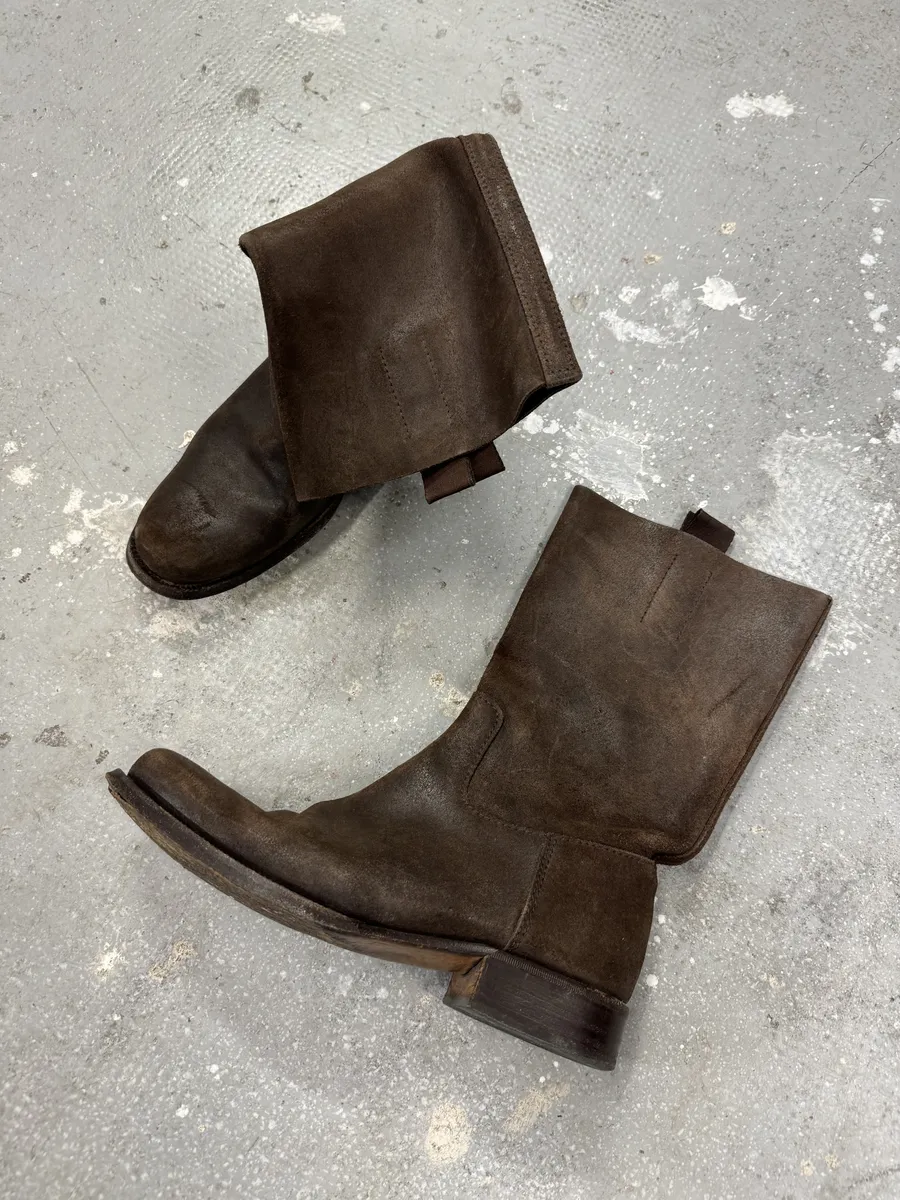 2000s Prada Brown Archive Leather Ankle Boots - Image 2