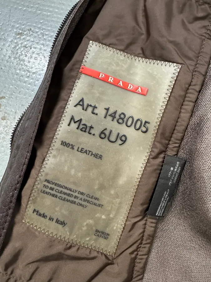 2000s Prada Brown Biker Leather Jacket - Image 10
