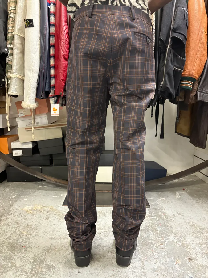 2000s Prada Brown Checkered Elegant Pants - Image 3