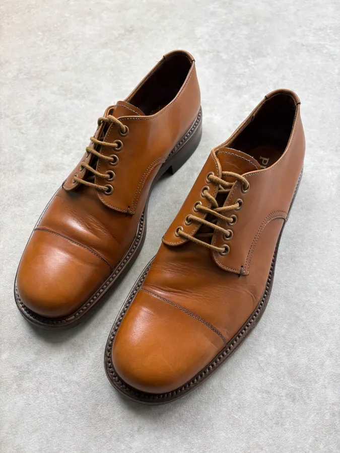 2000s Prada Brown Classy Leather Derbys - Image 3