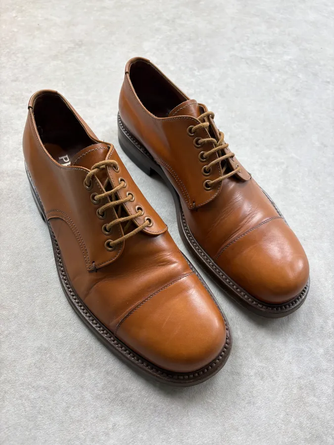 2000s Prada Brown Classy Leather Derbys - Image 4