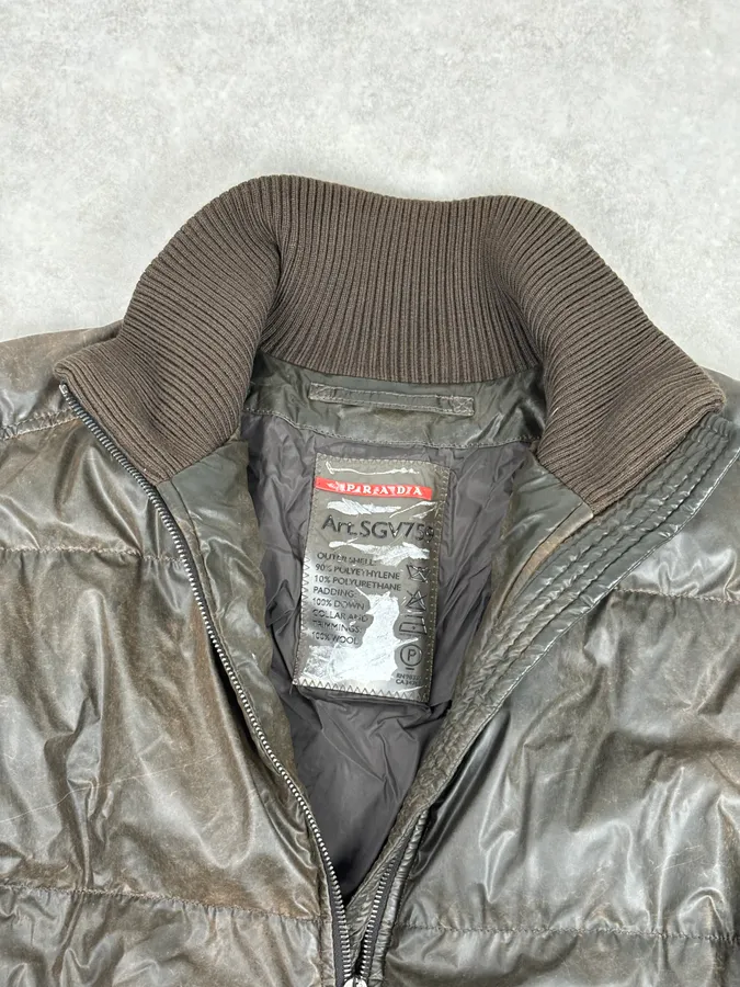 2000s Prada Brown Effect Puffer Jacket - Image 8