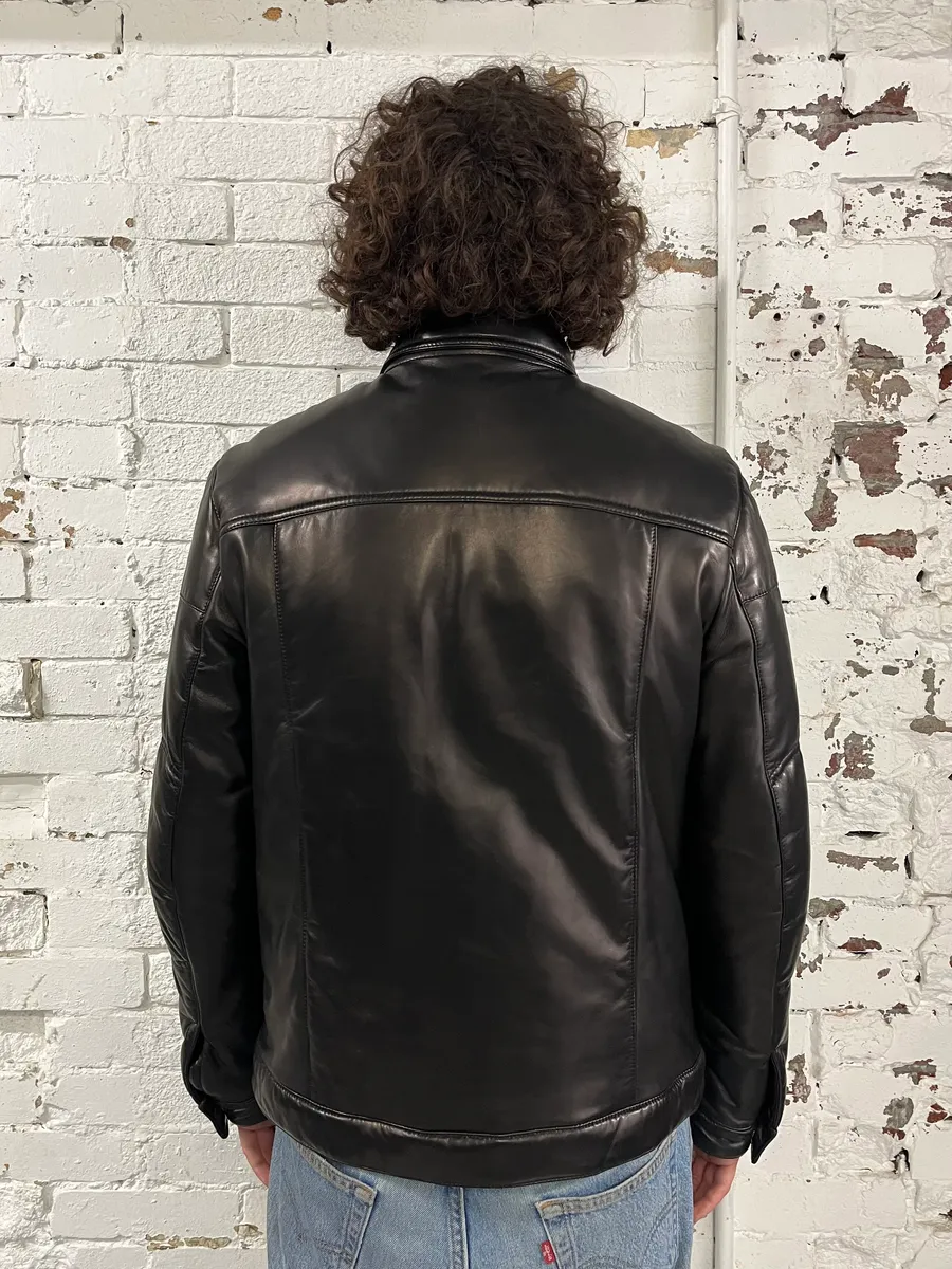 2000s Prada Brown Leather Bomber Jacket - Image 3
