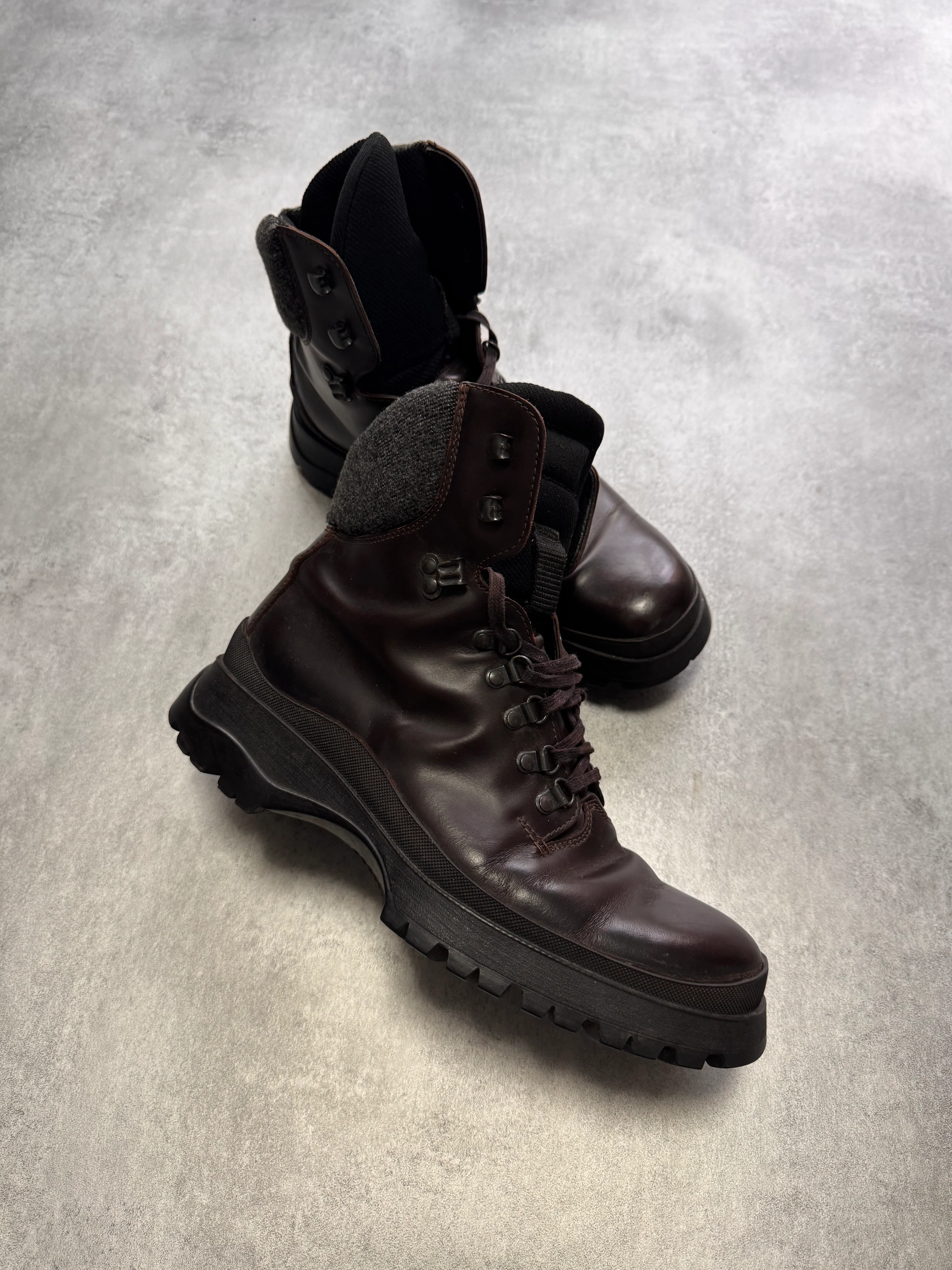 FW1999 Prada Brown Leather Hiking Boots - Image 10