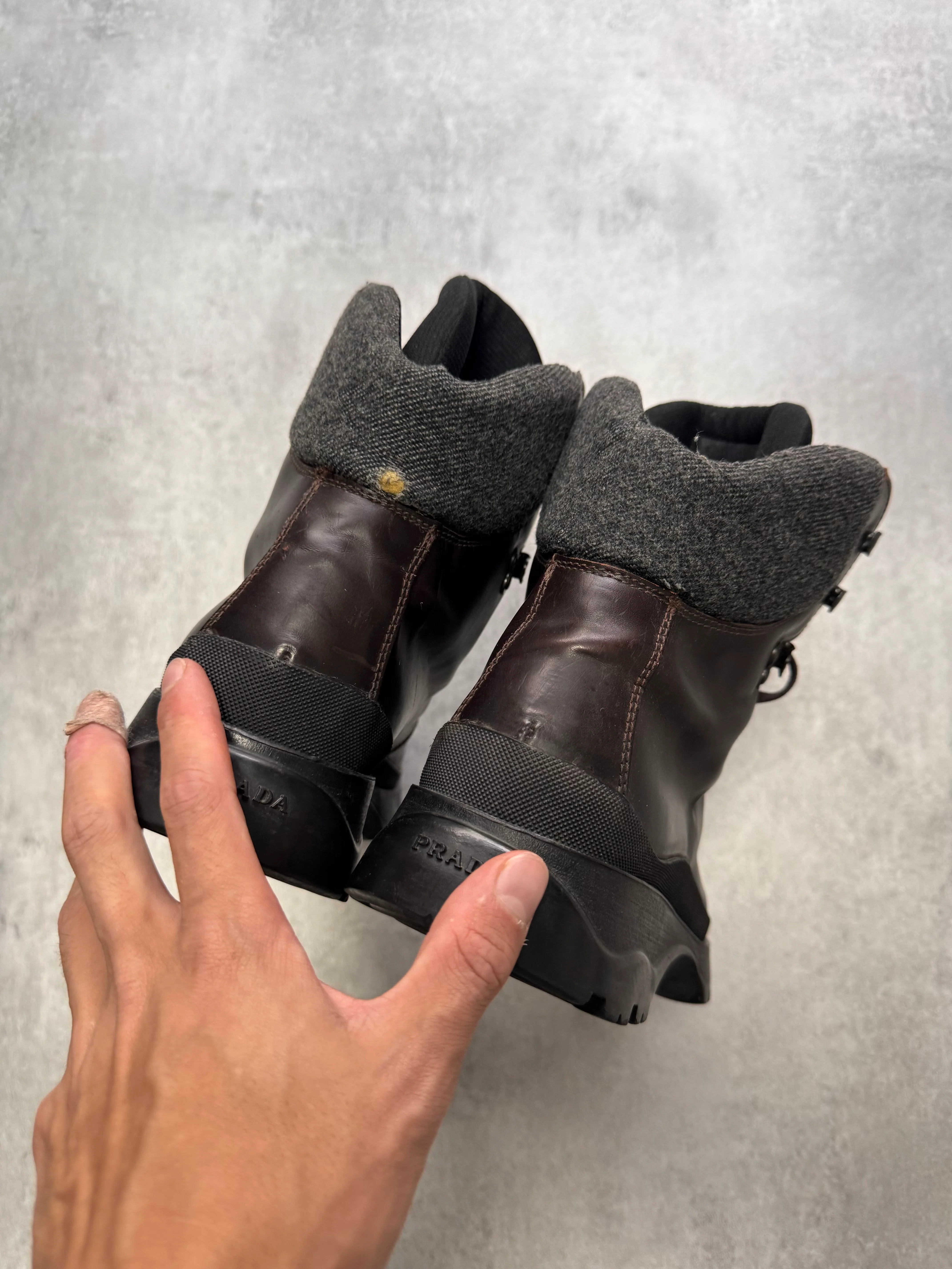 FW1999 Prada Brown Leather Hiking Boots - Image 8