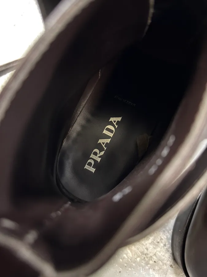 2000s Prada Brown Leather Minimalist Boots - Image 6