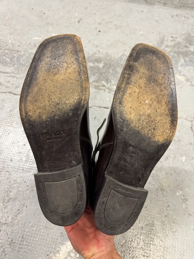 2000s Prada Brown Leather Minimalist Boots - Image 7