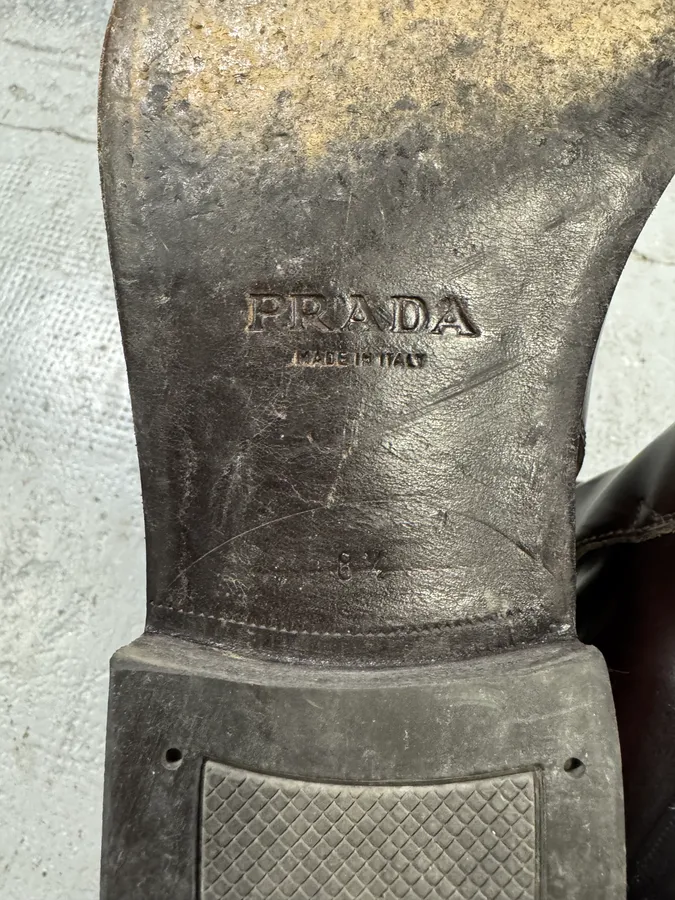 2000s Prada Brown Leather Minimalist Boots - Image 8
