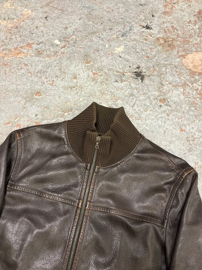 2000s Prada Brown Leather Premium Jacket - Image 4