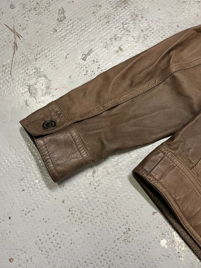 2000s Prada Brown Leather Zip-Up Jacket - Image 8