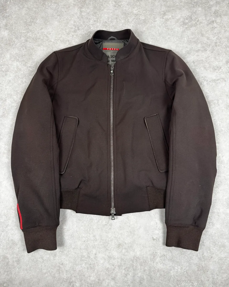 2000s Prada Brown Nylon Bomber Jacket