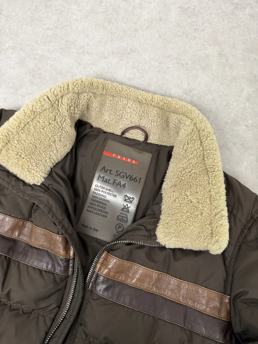 2000s Prada Brown Puffer Fur Collar Jacket - Image 11