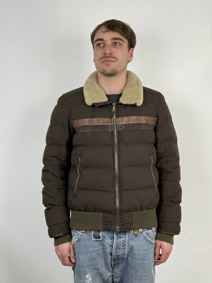 2000s Prada Brown Puffer Fur Collar Jacket - Image 3