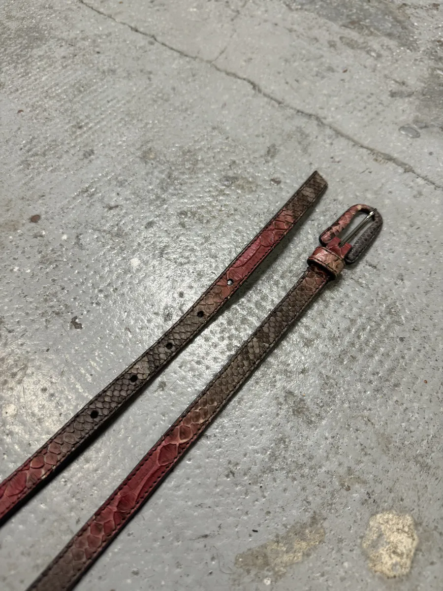 2000s Prada Brown & Red Gradient Python Leather Belt - Image 10