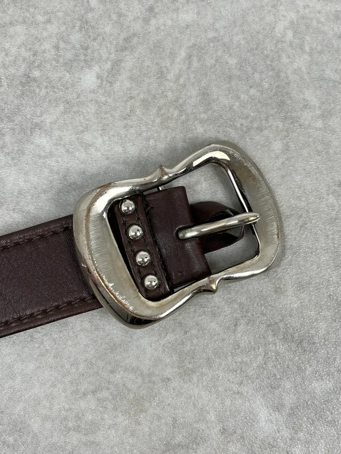 2000s Prada Brown Studded Leather Belt - Image 5