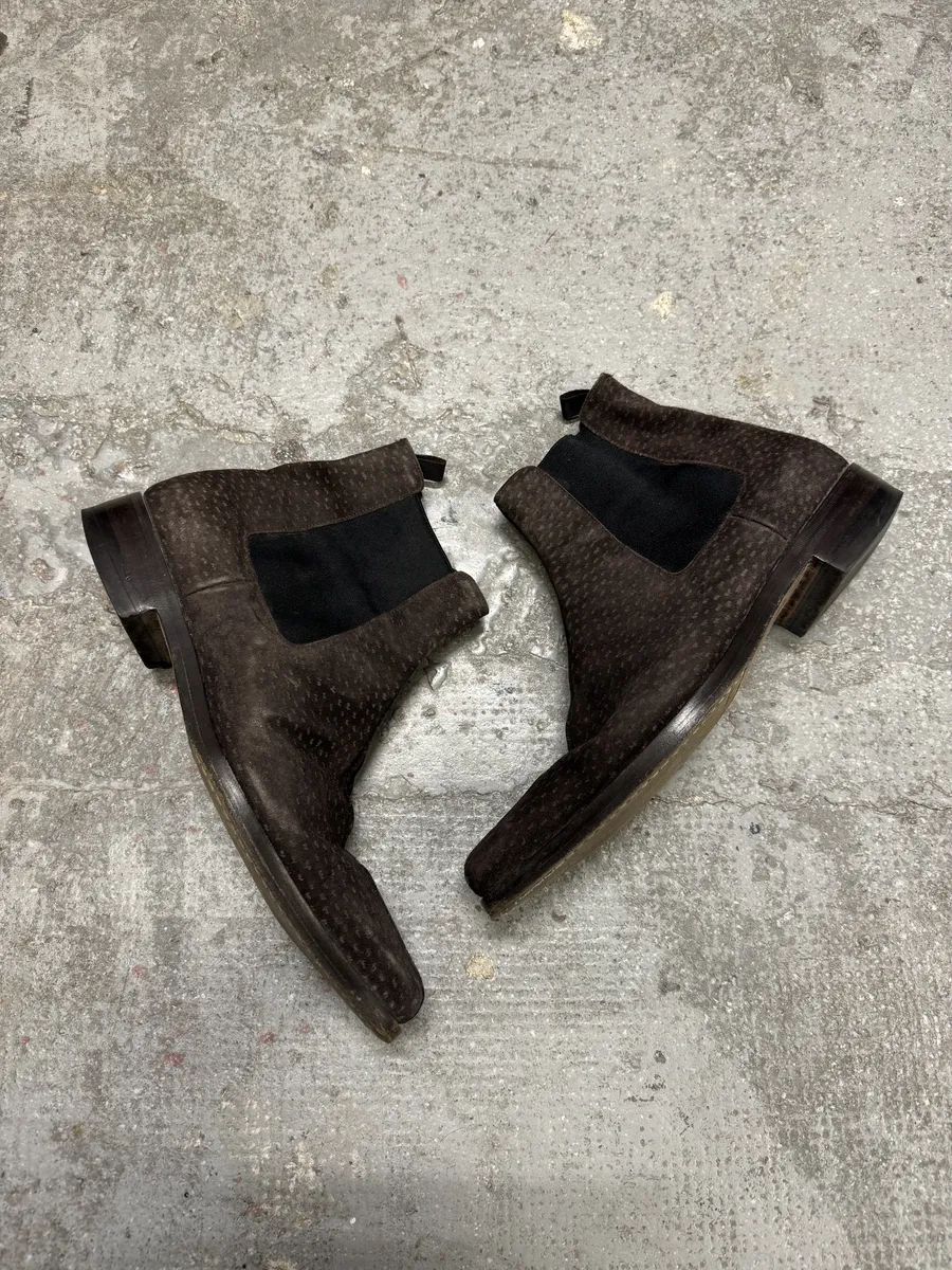 2000s Prada Brown Suede Detailed Leather Boots - Image 6