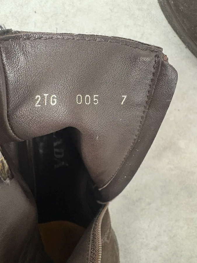 2000s Prada Brown Suede Eroded Leather Boots - Image 8