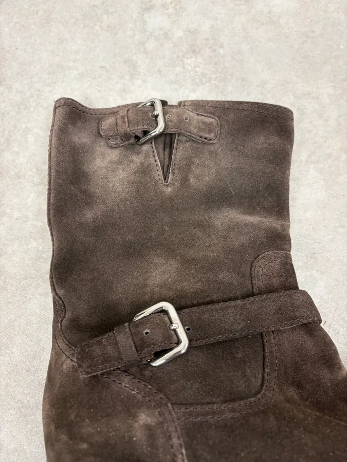 2000s Prada Brown Suede Leather Ankle Boots - Image 10